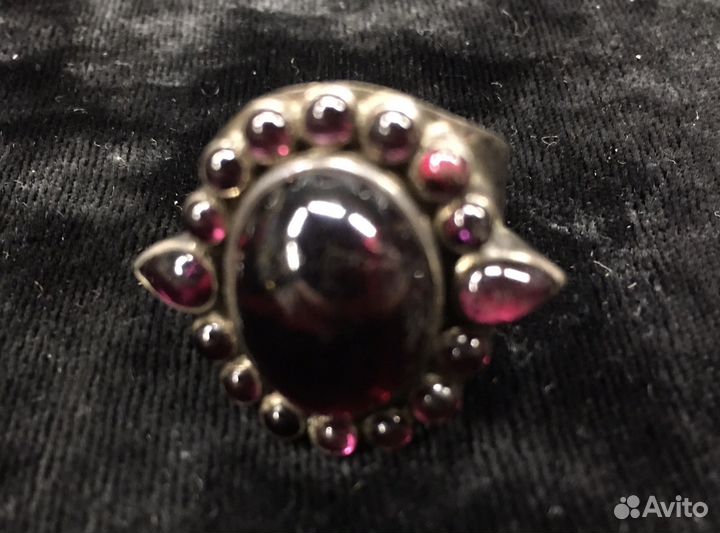 Мельхиор кольцо с крупным розовым камнем