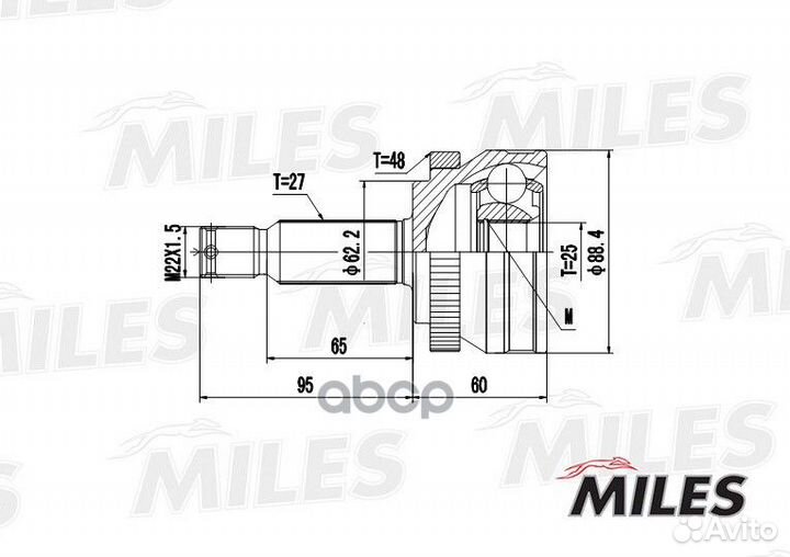 Шрус hyundai tucson 2.0 04- нар.(ABS) GA20174 M