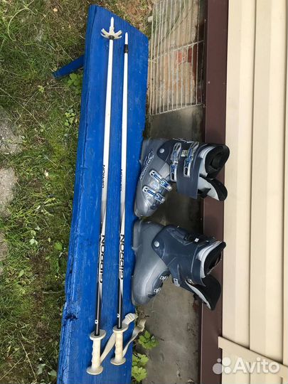 Горные лыжи + горнолыжные ботинки 43 размер