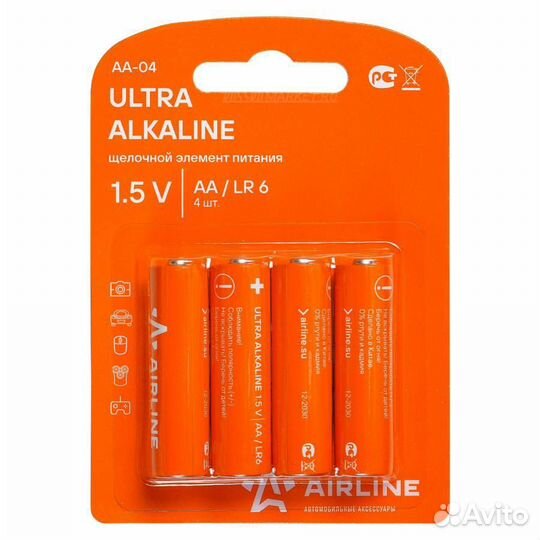 Airline AA-04 Батарейки LR6/AA щелочные 4 шт. блис