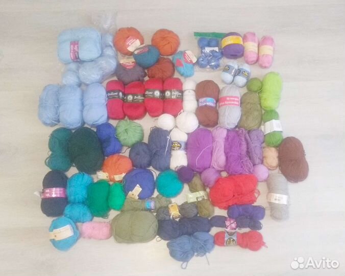 Пряжа для вязания хлопок, шерсть, полушерсть