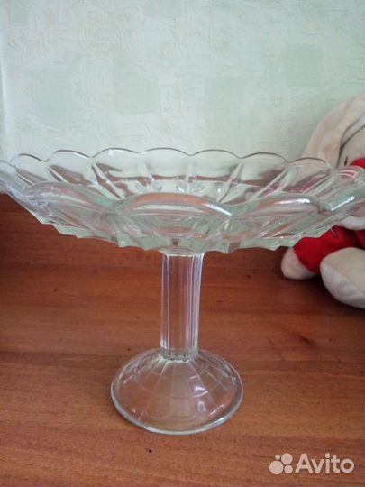 Ваза для фруктов на ножке СССР, стекло