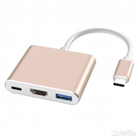 USB Хаб type-C на MacBook 3в1 Bronka Gold
