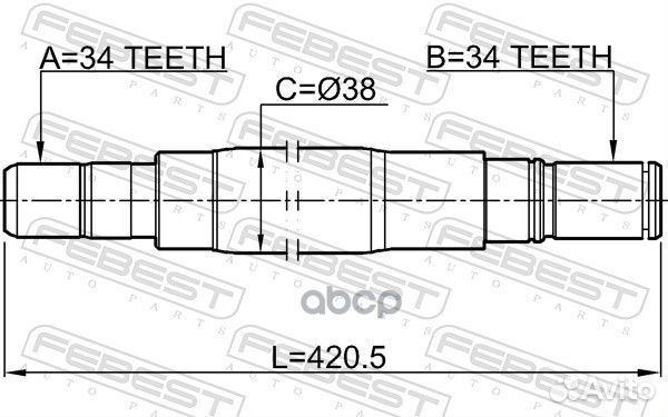 Полуось правая 34X421X34 1812mokrh Febest