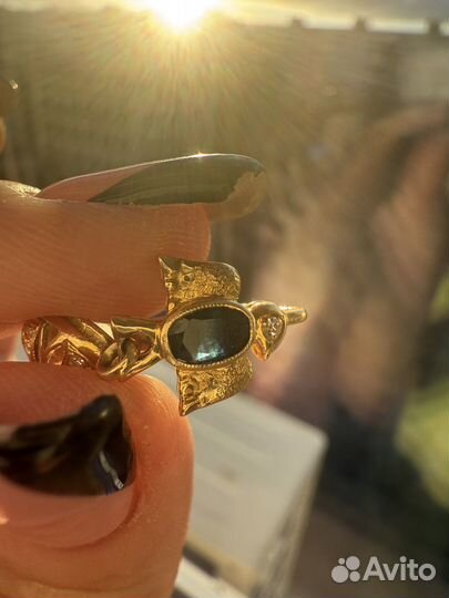 Золотые серьги с брил и сапфирами СССР 750пр