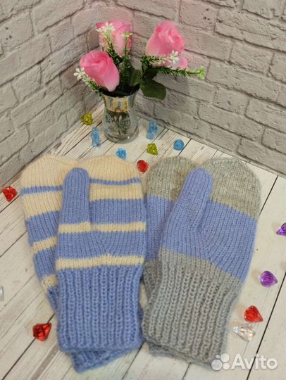 Варежки вязаные ручной работы
