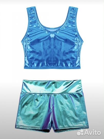 Комплект Топ и шорты для танцев голографический