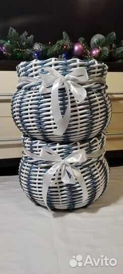 Кашпо из искусственного ротанга комплект 2 шт