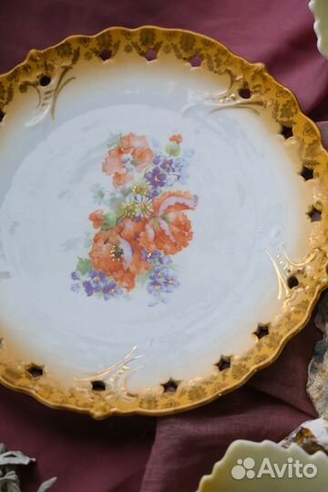 Антикварные фарфоровые тарелки blush ivory Австрия