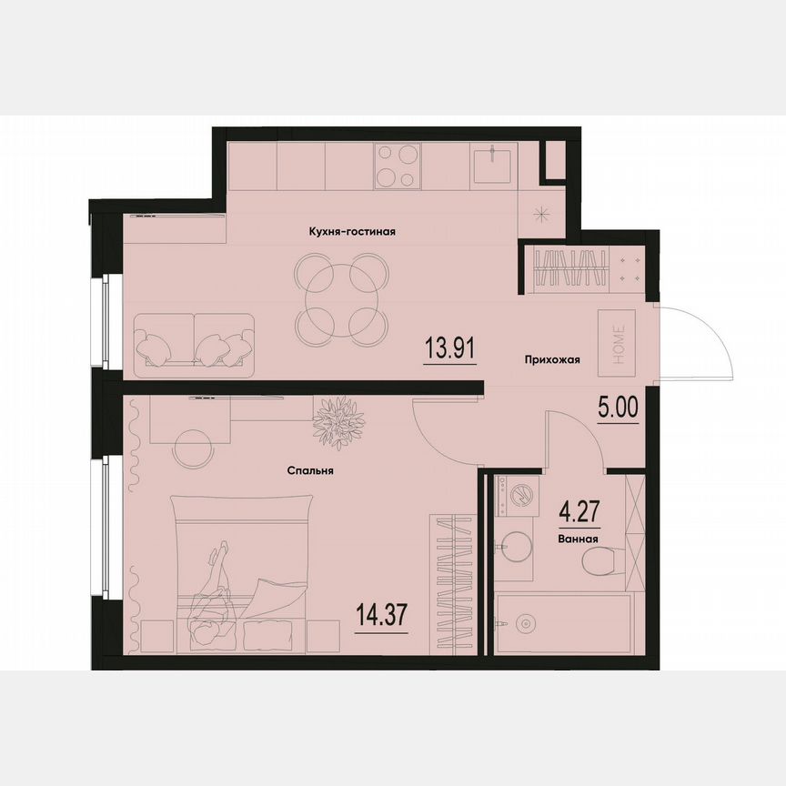 1-к. квартира, 37,6 м², 1/12 эт.