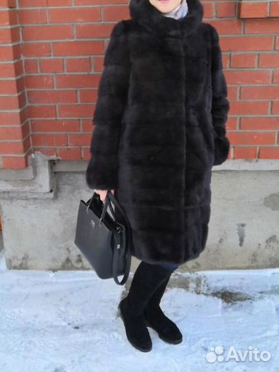 Шуба норковая с капюшоном