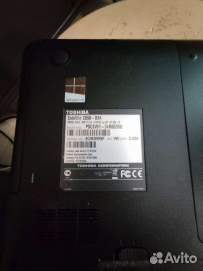 Ноутбук toshiba satellite c850-D8K