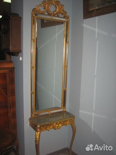 Антикварное зеркало с консолью, 1890-годы