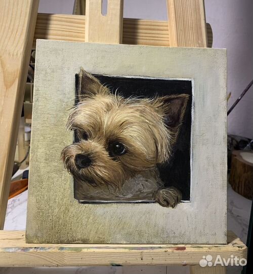 Картина маслом на заказ портрет кота или собаки