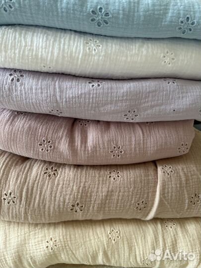 Ткань муслин с принтом жатый двухслойный