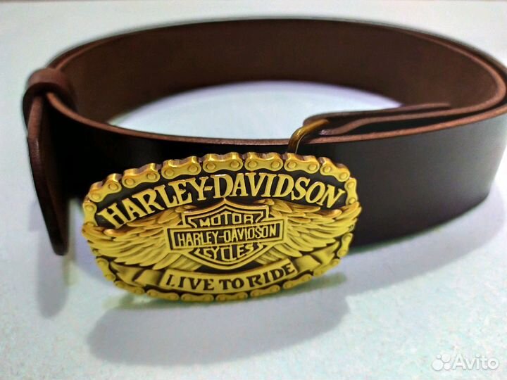 Кожаный ремень ручной работы. Harley-Davidson