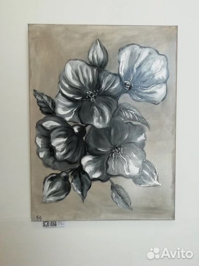 Интерьерная Картина маслом на холсте цветы
