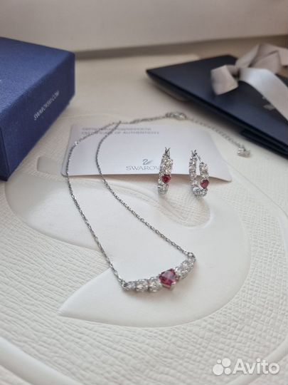 Серьги + кулон Swarovski Love оригинал комплект