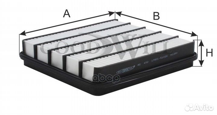 AG492 фильтр воздушный Toyota Land Cruiser 4.7