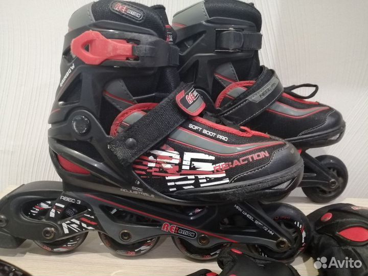 Детские ролики раздвижные (31-36) и защита