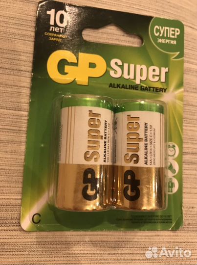 Батарейки GP Super, С (LR14, 14А), алкалиновые, ко