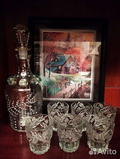 Продам графин с рюмками, ручная роспись