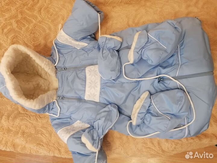 Конверт комбинезон на выписку. На овчине