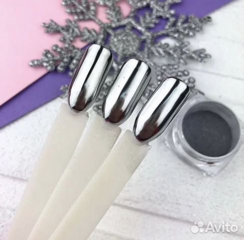 Серебряная втирка для ногтей «хром»