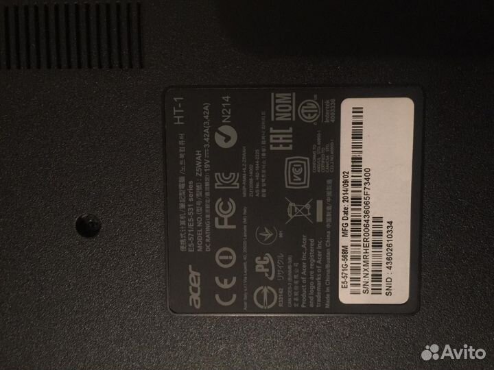 Ноутбук acer e5-571g-568m
