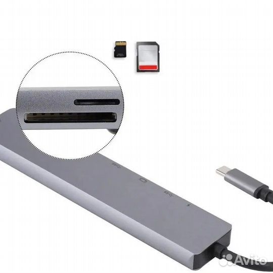USB HUB type C 8 в 1, переходник hdmi 4K