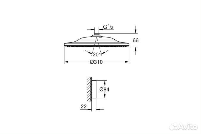 Верхний душ Grohe 310 SmartConnect 26641000