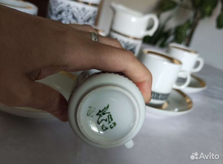 Редкий Кофейный сервиз 6 персон фарфор Вербилки