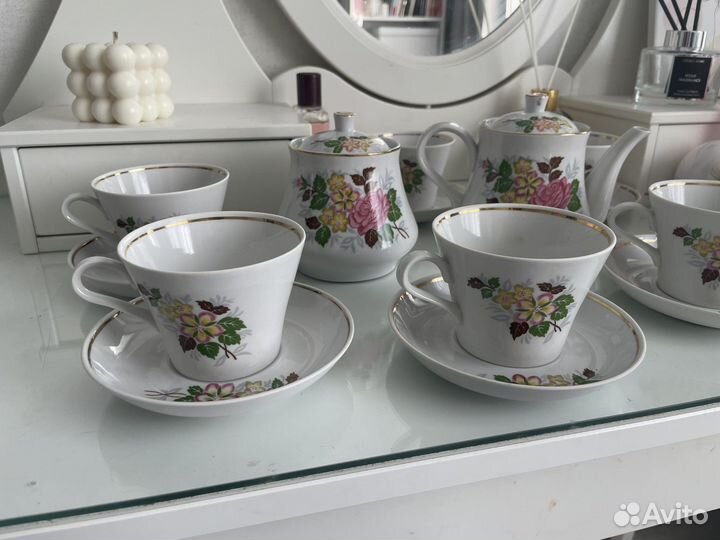 Сервиз чайный фарфор винтаж СССР пролетарий