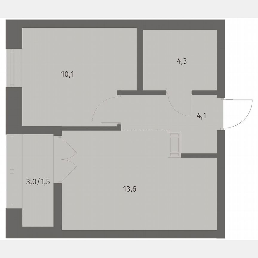 1-к. квартира, 33,6 м², 3/12 эт.