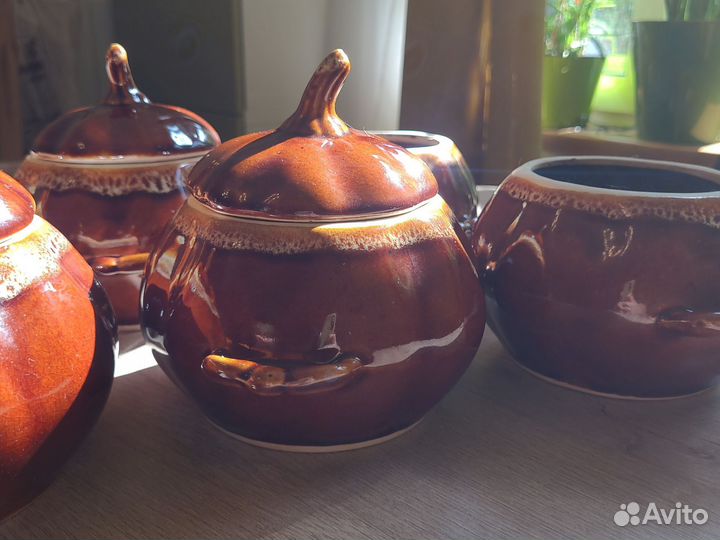 Набор керамических горшков + фарфоровые кружки