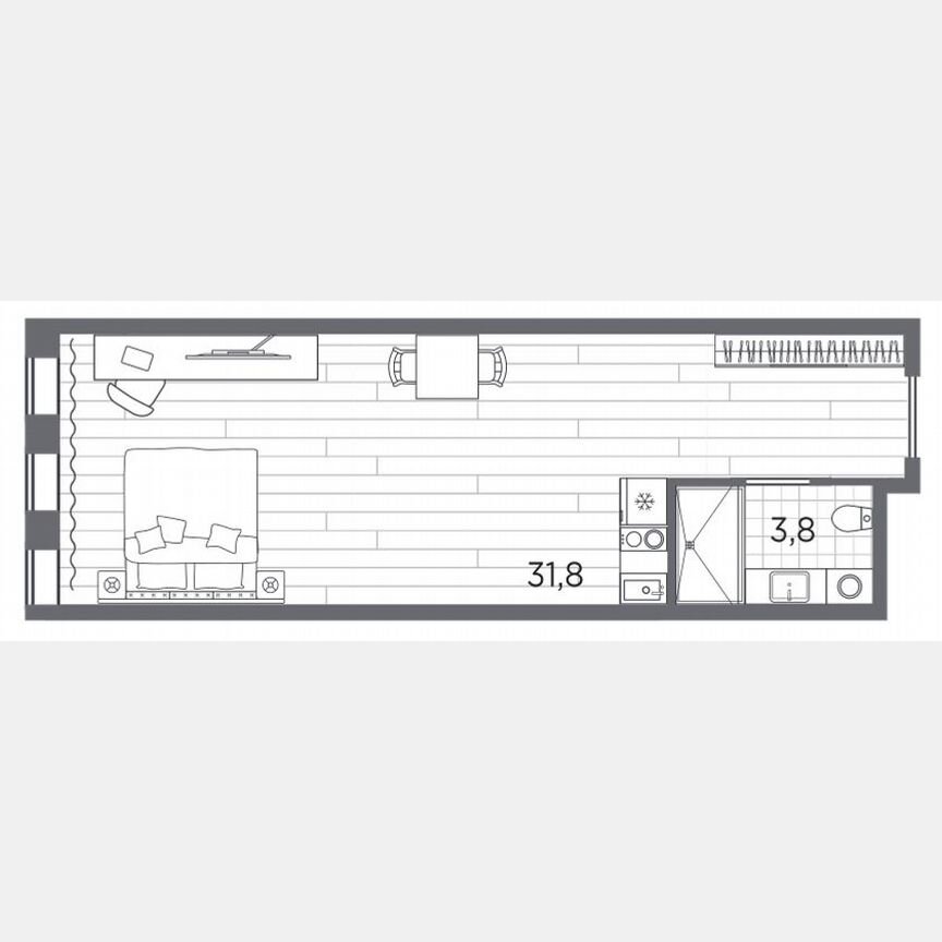 Апартаменты-студия, 35,6 м², 3/13 эт.