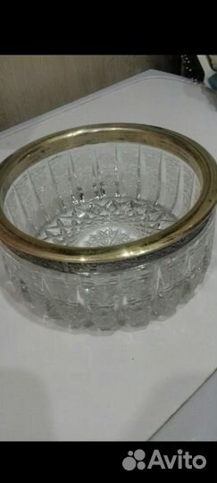 Хрустальная Конфетница СССР с серебряным ободком