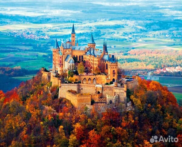 Алмазная мозаика 40x50 Красочный замок на скале с