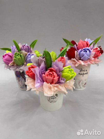 Букеты к 8 марта из мыла ручной работы