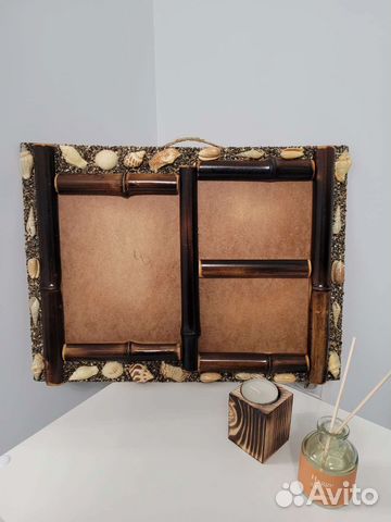 Фоторамка на три фото с ракушками