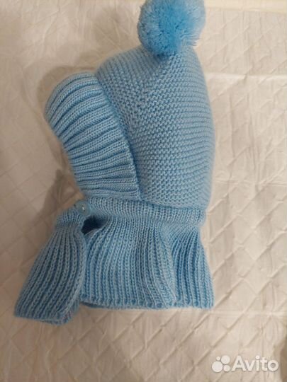 Зимняя шапка шлем Журавлик +, чепчик