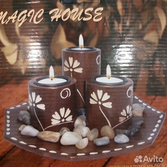 Декоративный набор свечи и камни