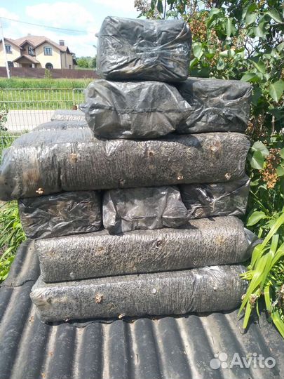 Отработанные грибные блоки лузга