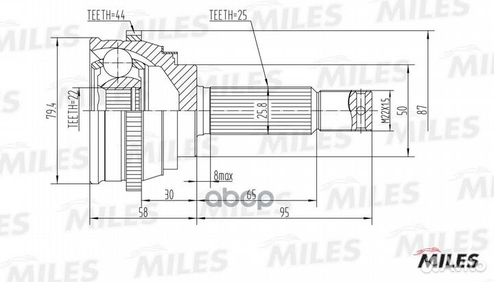 Шрус наружный с ABS GA20159 Miles
