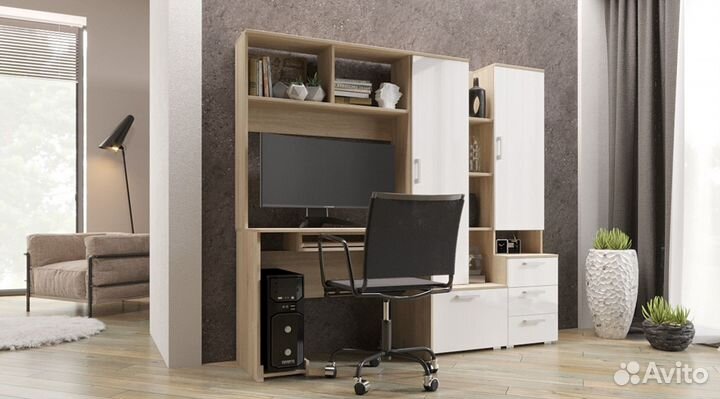 Компьютерный / Письменный Стол мкс-6 (Белый глянец