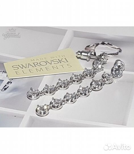 Серьги с настоящими кристаллами Swarovski