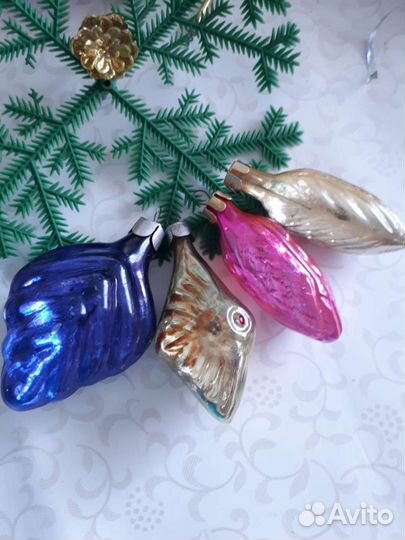 Елочные игрушки СССР льдинки-рыбки