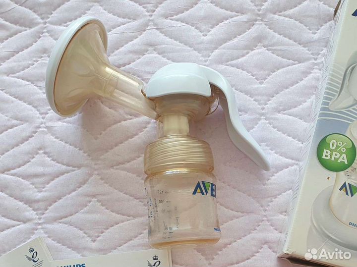 Молокоотсос avent ручной с бутылочками