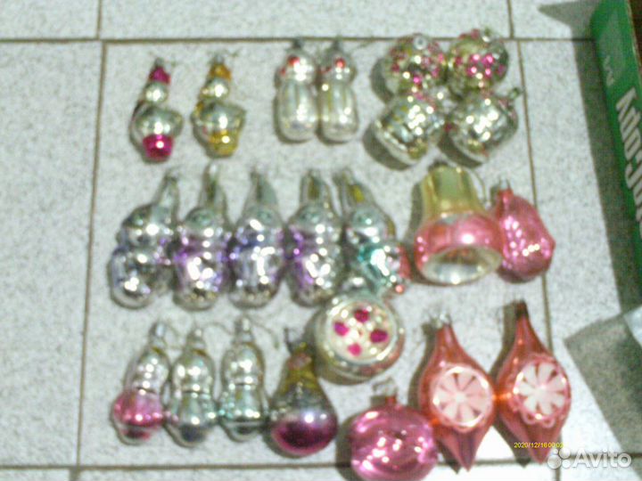 Новогодние ёлочные стекл. украшения СССР 46+50 шт