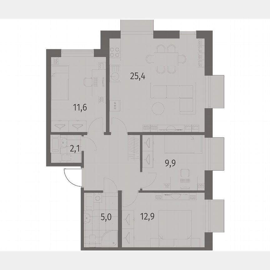 3-к. квартира, 76,2 м², 3/12 эт.